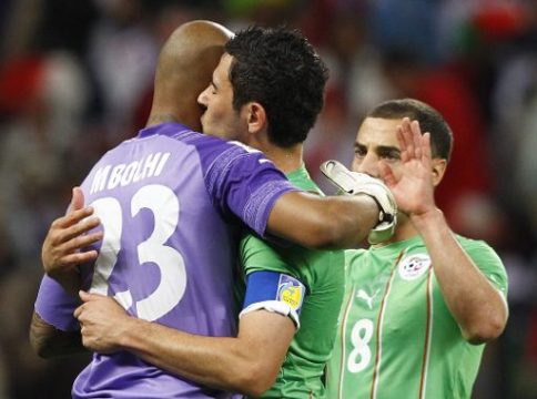 Algeriens Torhüter Rais M'Bolhi, Kapitän Anther Yahia, Medhi Lacen