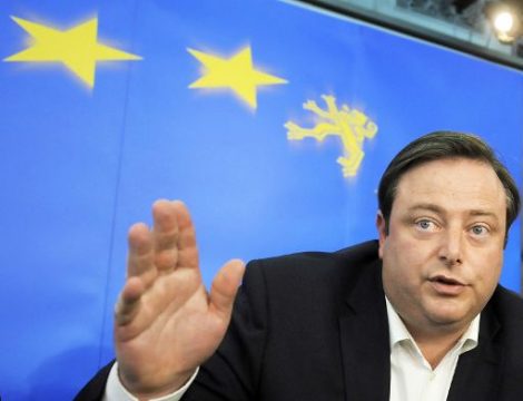 De Wever gestern bei einer Pressekonferenz der N-VA in Brüssel