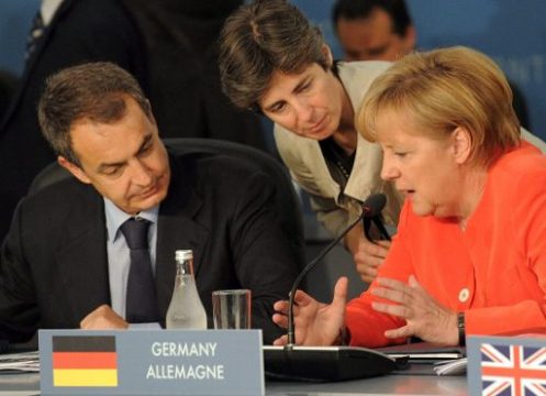 Jose Luis Rodriguez Zapatero und Angela Merkel in Toronto