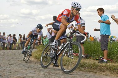 Thor Hushovd (Norwegen) gefolgt von Geraint Thomas (Großbritannien)