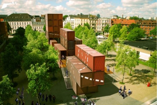 Modell der West Arch Ausstellung: "FC St. Pauli, Temporäres Museum" - Komma4 Architekten, 2010