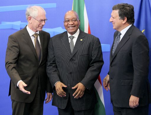 EU-Ratspräsident Herman Van Rompuy, Südafrikas Präsident Jacob Zuma und Kommissionschef Barroso in Brüssel