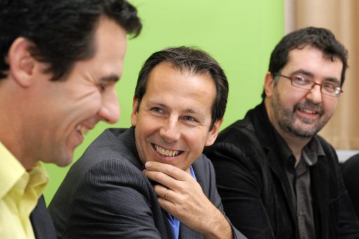 Jean-Marc Nollet und Jean-Michel Javaux (Ecolo) sowie Wouter Van Besien (Groen!)
