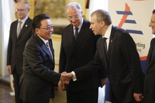 Herman Van Rompuy, Elegdorj Tsakhia (Präsident der Mongolei), König Albert und Yves Leterme