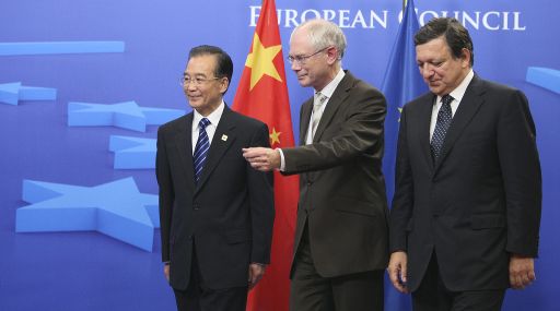 Chinas Premier Wen Jiabao mit Van Rompuy und Barroso