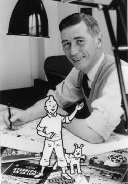Hergé, der Vater von Tim und Struppi, in seinem Atelier (1955)