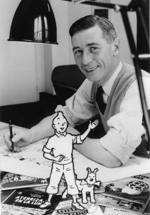 Hergé, der Vater von Tim und Struppi, in seinem Atelier (1955) - Bild: Belga