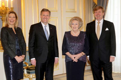 Prinzessin Maxima, Bundespräsident Christian Wulff, Königin Beatrix und Kronprinz Willem Alexander