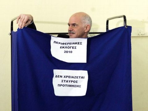 Griechenlands Ministerpräsident Giorgos Papandreou bei der Wahl