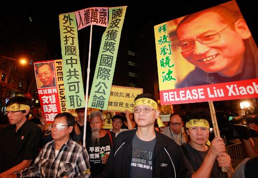 Hong Kong: Aktivisten gehen für die Freilassung von Free Liu Xiaobo auf die Straße (Anfang Oktober)