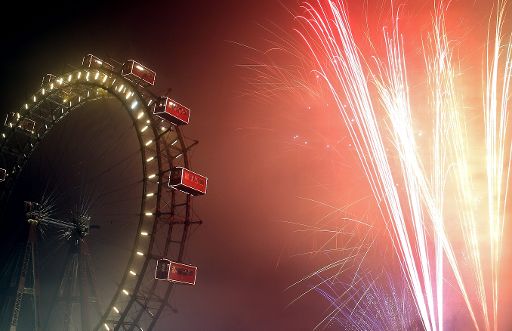 Das Riesenrad im Wiener Prater in der Silvester-Nacht