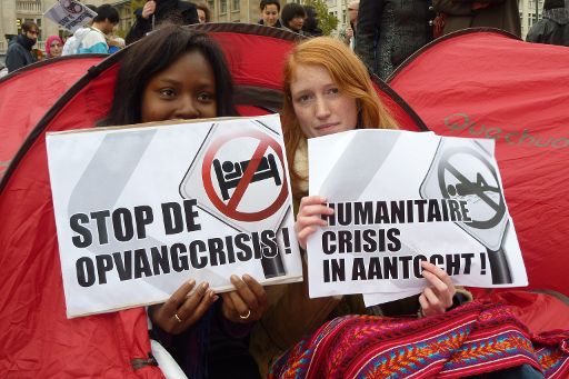 Protest gegen die Asylpolitik in Belgien