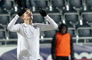 Kevin Vandenbergh (AS Eupen) nach dem erfolgreichen Schuss