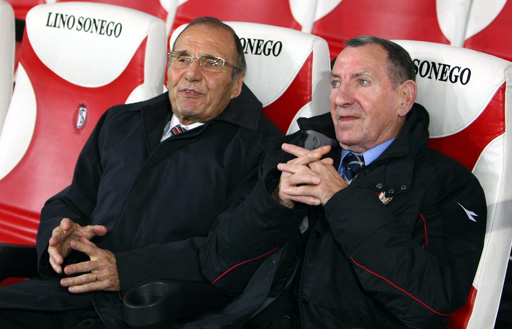 René Hauss mit Ex-Standard-Keeper Jean Nicolay (Goldener Schuh 1963) beim Spiel gegen Mons, Oktober 2008