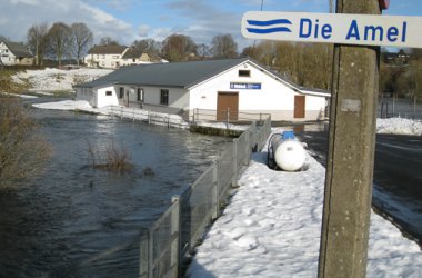 Hochwasser in der Gemeinde Amel: Schützenhalle Montenau