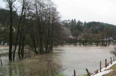 Hochwasser: Die Our in Andler Mühle