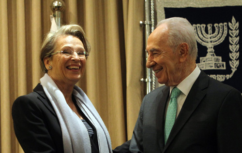 Michèle Alliot-Marie traf Israels Präsident Shimon Peres