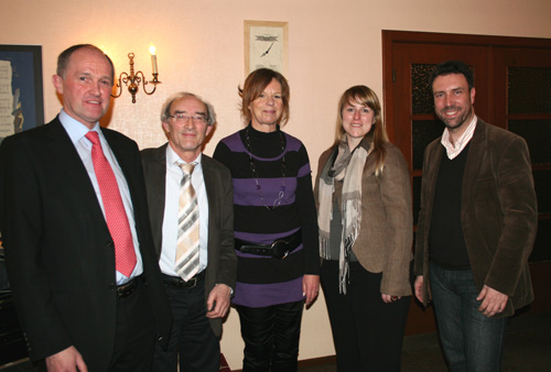 Neujahrsempfang des BRF: Direktor Arthur Spoden - Paul Maraite und Gisela Weirauch, frisch in Pension - Ministerin Weykmans und VR-Präsident Vandriessche