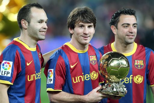 Andres Iniesta, Lionel Messi und Xavi Hernandez