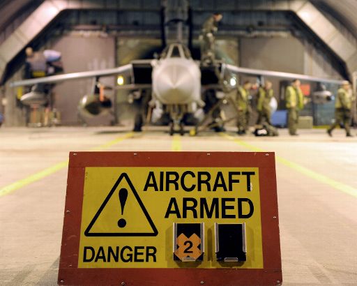Britisches Militär bereitet einen Tornado Jetfighter auf die Libyen-Mission vor