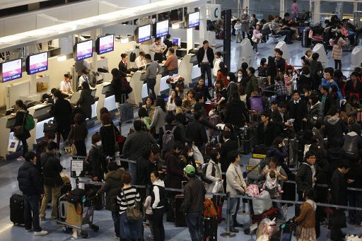 Gedränge am Haneda Airport, Tokio (15. März)