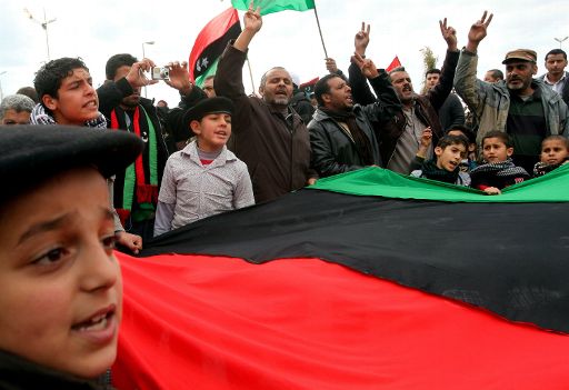 Bengasi: Demo für die vieldiskutierte Flugverbotszone über Libyen