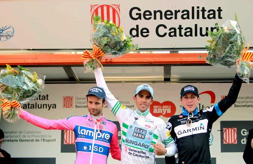 Contador gewinnt Katalonien-Rundfahrt vor Scarponi (li.) und Martin