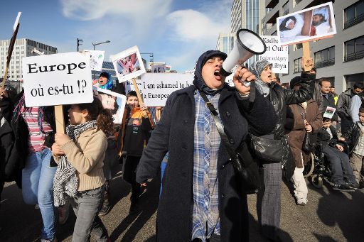 Demonstration in Brüssel für die Demokratisierung in Nordafrika