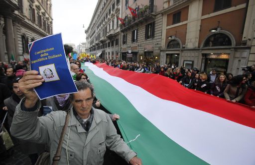 Protest in den Straßen Roms