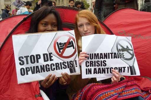 Aktion des Flüchtlingshilfswerks von Flandern in Brüssel (Archivbild)