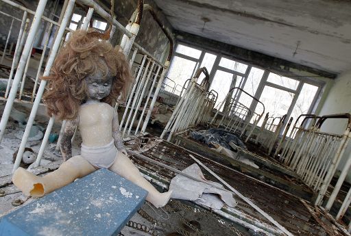 Ehemaliger Kindergarten in der verlassenen Stadt Pripyat, nahe des AKW Tschernobyl (Bild vom 18. April 2011)