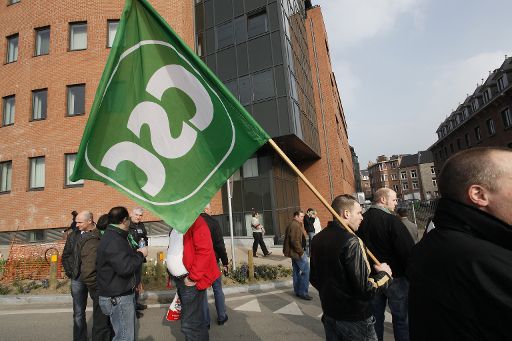 Ein CSC-Protest am 8. April 2011 in Namur