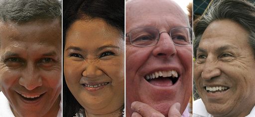 Spannende Präsidentenwahl in Peru - die vier chancenreichsten Kandidaten: Ollanta Humala, Keiko Fujimori, Pedro Pablo Kuczynsky and Alejandro Toledo