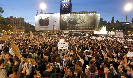 Proteste auf dem Catalunya-Platz in Barcelona