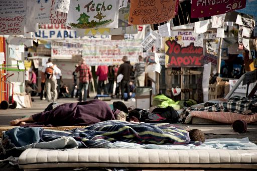 Madrid: Auch am Sonntag campieren weiterhin Protestler auf dem Puerta del Sol-Platz