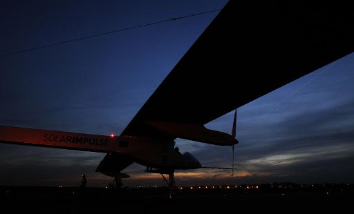 Die "Solar Impulse" bei der Landung in Brüssel