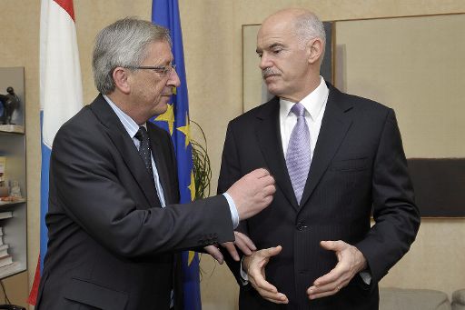 Jean-Claude Juncker und Giorgos Papandreou in Luxemburg