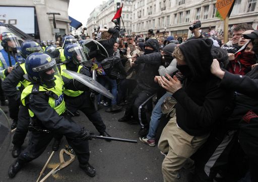 Oxford Circus, London: Proteste gegen das Sparprogramm (26. März)