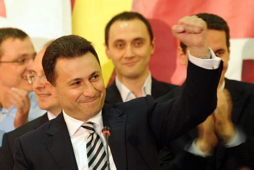 Premierminister Nikola Gruevski bei der Wahlparty