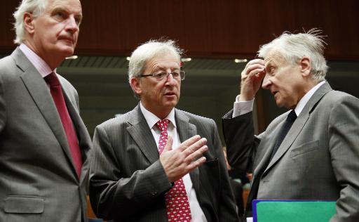 Jean-Claude Juncker, Jean-Claude Trichet und Michel Barnier am 12. Juli in Brüssel