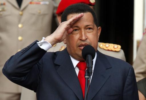 Venezuelas Präsident Hugo Chávez hält eine Rede vor dem Miraflores-Palast in Caracas