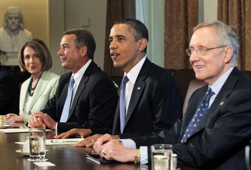 Nancy Pelosi, John Boehner, Barack Obama und Harry Reid