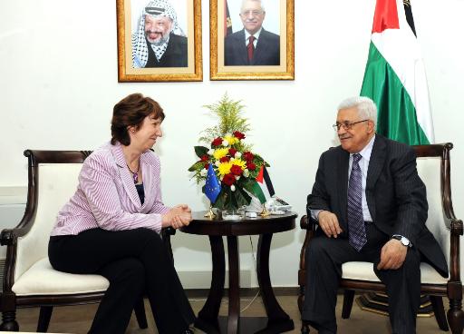 Palästinenserpräsident Mahmud Abbas und EU-Außenbeauftragten Catherine Ashton in Ramallah (27. August)