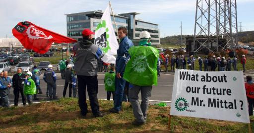 Streik bei ArcelorMittal in Flémalle am 08.04.2009