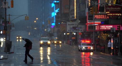 Times Square in New York nach "Irene"