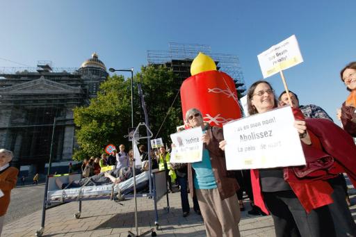 Amnesty International protestiert gegen die Todesstrafe (hier am 9. Oktober 2010 in Brüssel)