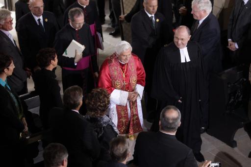 Papst Benedikt mit dem EKD-Ratsvorsitzenden Nikolaus Schneider in Erfurt