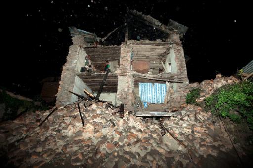 Zerstörtes Haus in Nepal nach dem Erdbeben in Indien vom 18. September