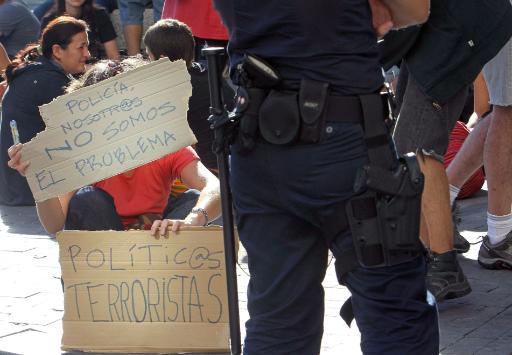 Protest vor dem Parlament in Madrid