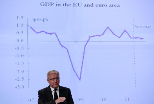 EU-Wirtschaftskommissar Olli Rehn stellt die Konjunkturprognose vor